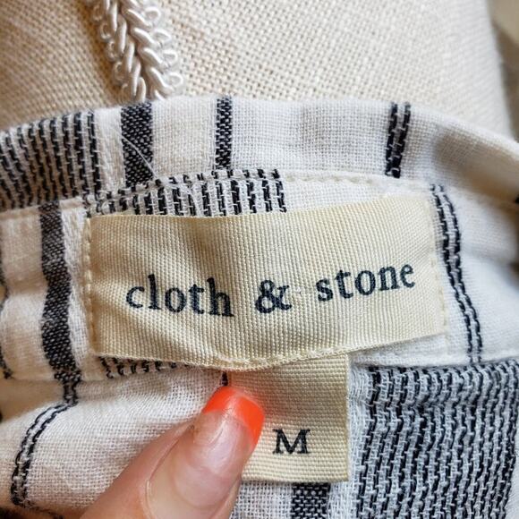 ANTHRO CLOTH & STONE GRAY STRIPE BUTTON DOWN MED - Picture 6 of 8